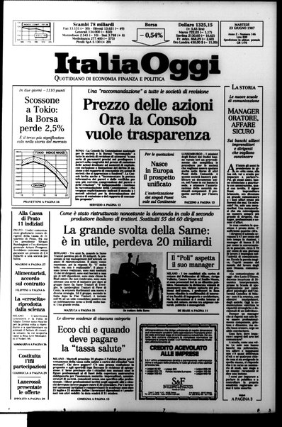 Italia oggi : quotidiano di economia finanza e politica